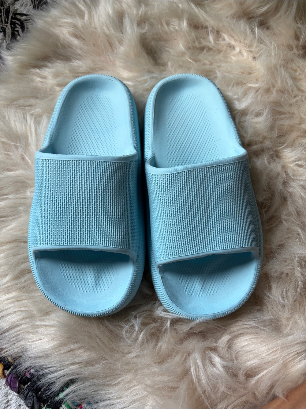 Light Blue Slide Sandals - Comfortable